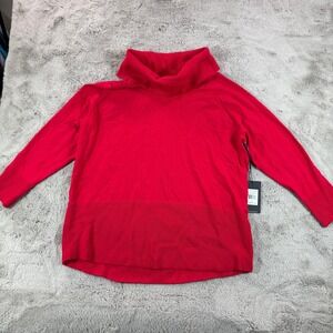 NWT Cyrus Women's 1X Red Cabernet Knit Funnel Cowl Neck Long Sleeve Pullover Top